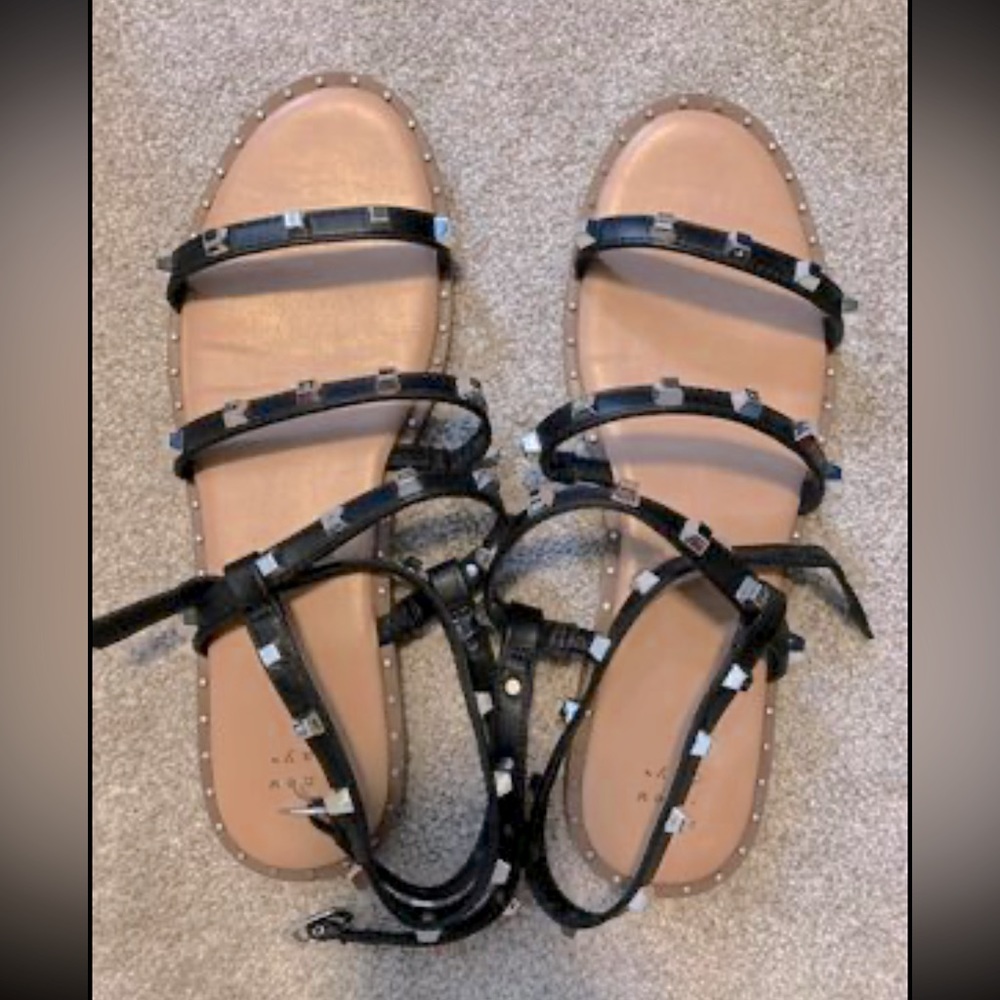 Black sandals with silver studs